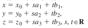 - A parametric equation of a plane is still achievable in R3
- However it is not possible to derive a symmetric equation of a