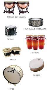 bombo, tambor, pandereta, bongó, congas, etc