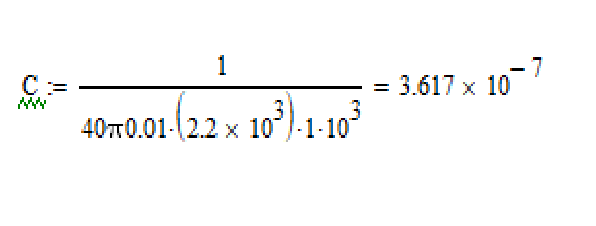 Calcule el valor del capacitor para obtener un Δ𝑉 = 10𝑚𝑉