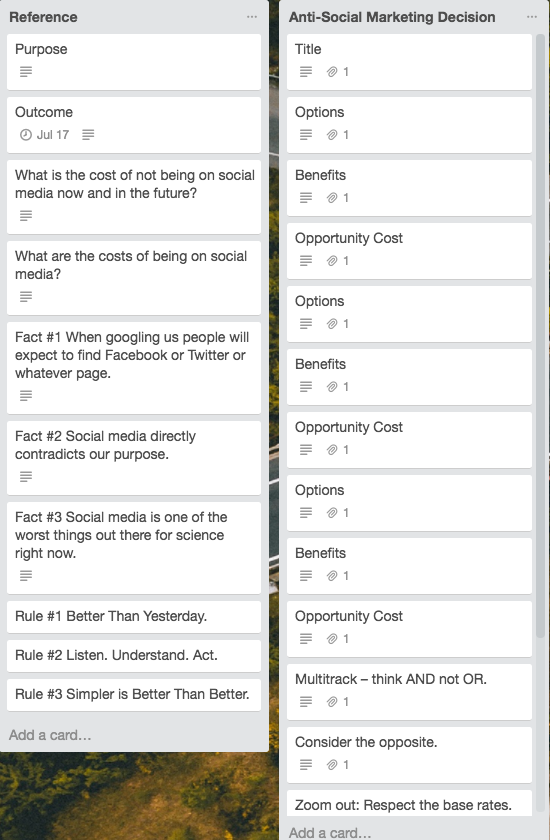 So I followed my planning process (which you can now use as well), which clearly showed that social media is my least profita