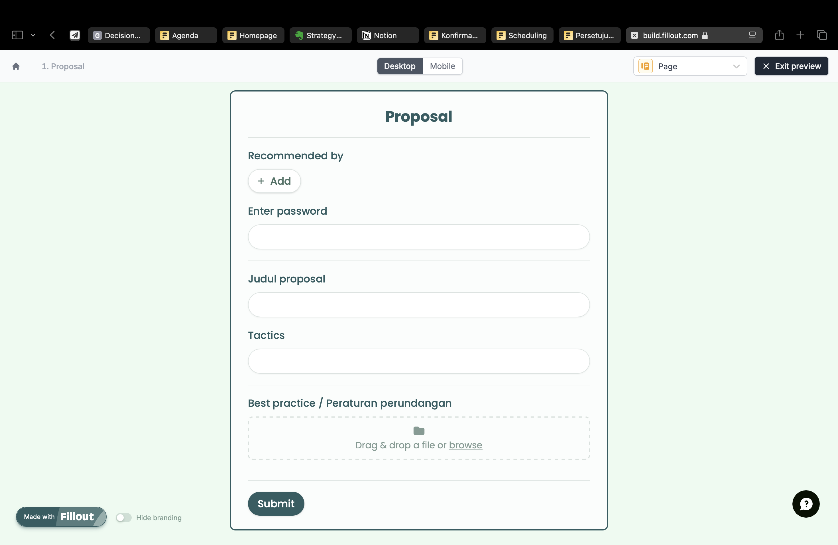 1.1.3.1ﾠInput ke dalam template proposal