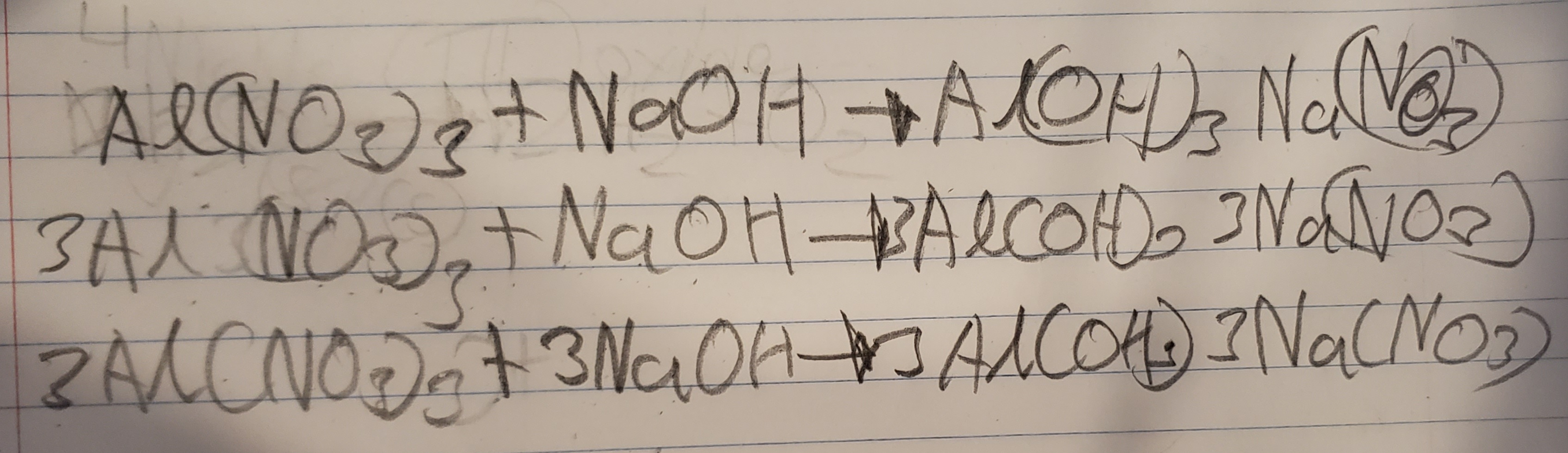 Balanced double displacement equation
(without symbols clarifying solid, liquid, gas, aqueous)