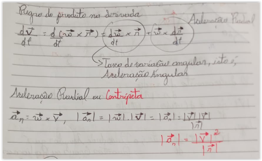 Regra do Produto na derivada para a Aceleração Radial ou Centrípeta