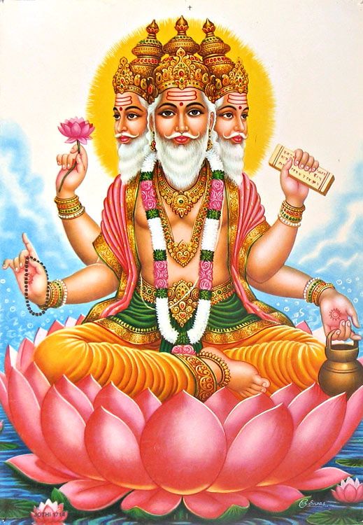 The universe was created by Brahma, the godly creator who made the universe out of himself.