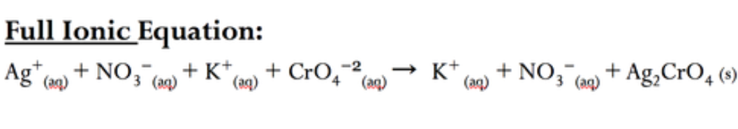 Total Ionic Equation: an equation that separates the molecules into their ion forms