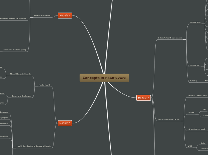 Concepts in health care - Mind Map