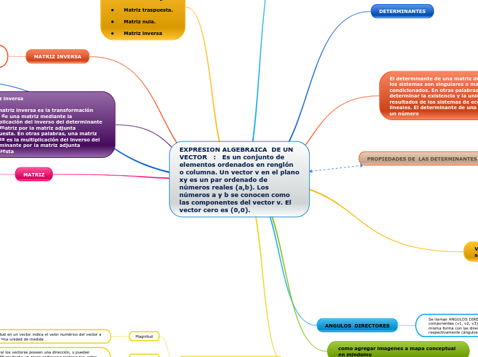 EXPRESION ALGEBRAICA  DE UN VECTOR   : ...- Mapa Mental