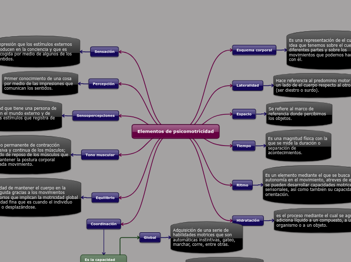 Elementos de psicomotricidad - Mapa Mental