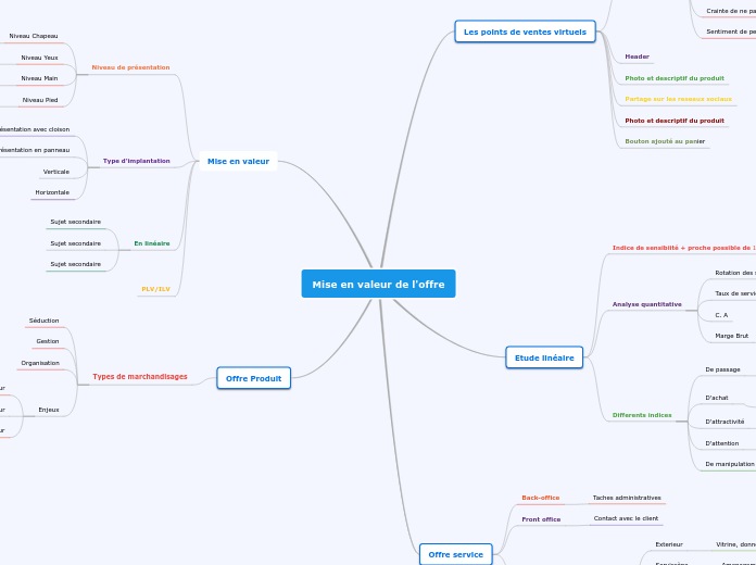 Mise en valeur de l'offre - Carte Mentale