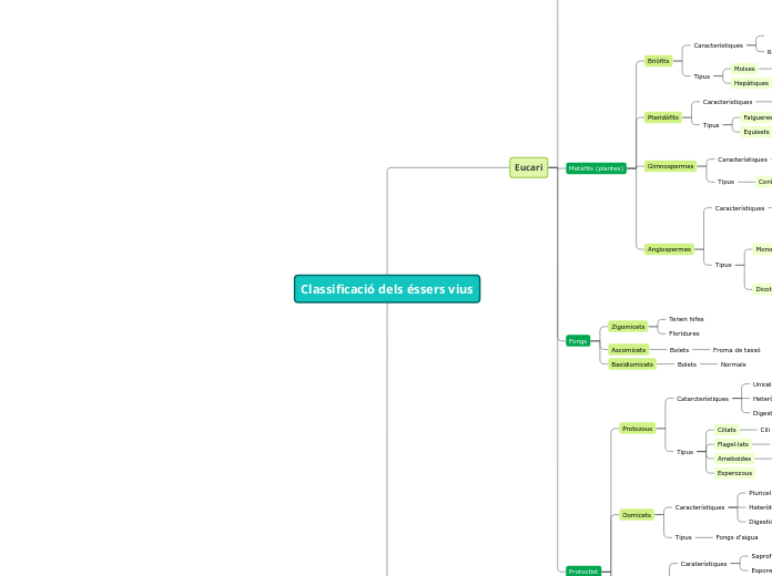 Classificació dels éssers vius - Mapa Mental