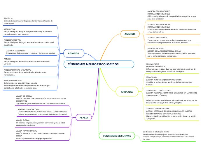 S Ndromes Neuropsicologicos Mind Map