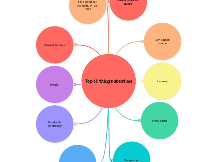 Top 10 things about me - Mind Map