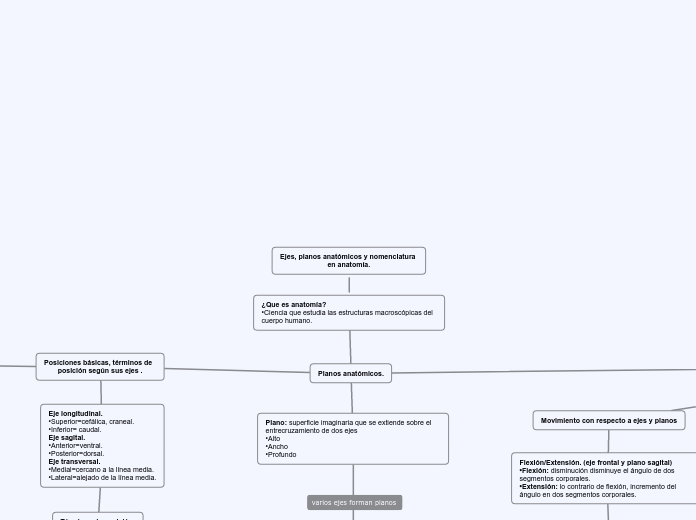 Ejes, planos anatómicos y nomenclatura ...- Mapa Mental
