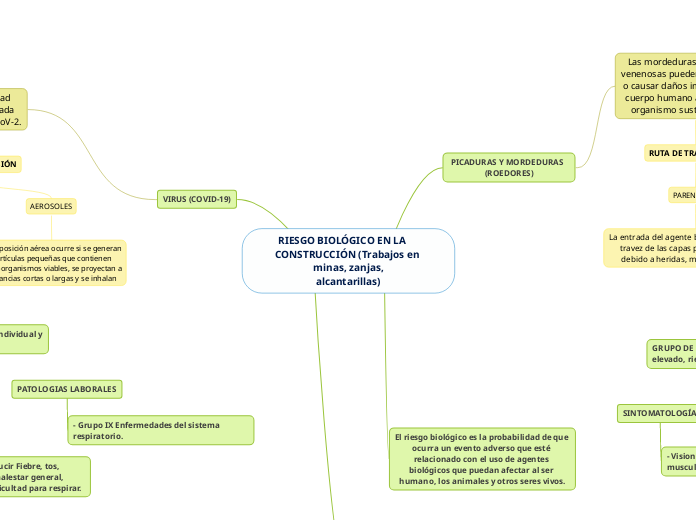 RIESGO BIOLÓGICO EN LA     CONSTRUCCIÓN...- Mapa Mental