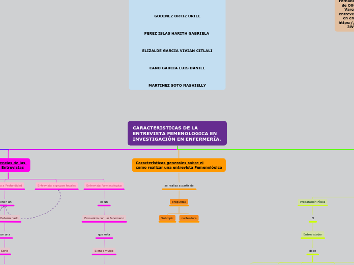 1. Características de la entrevista fenomenológica en investigación en enfermería (mapa conceptual)