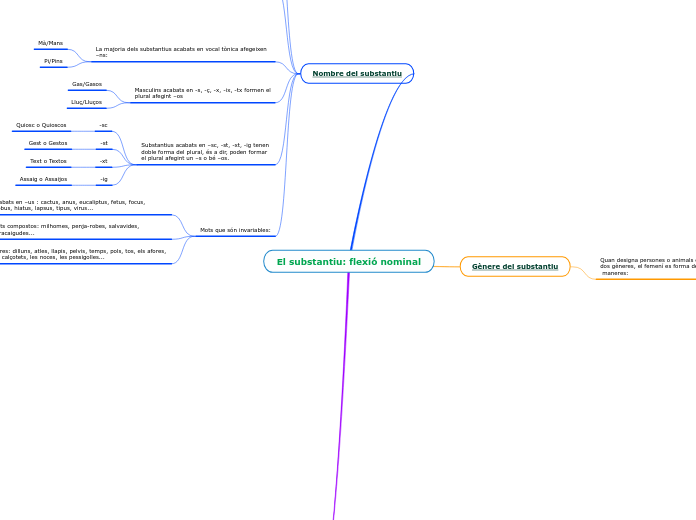 El substantiu: flexió nominal - Mapa Mental
