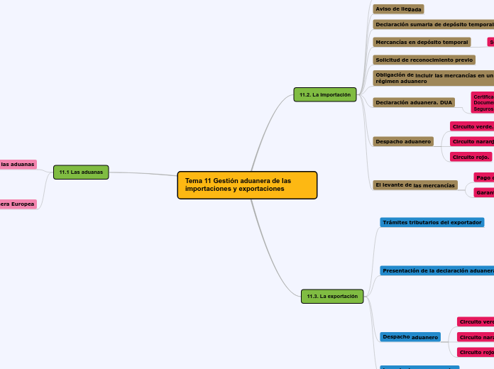 Tema 11 Gestión aduanera de las importa...- Mapa Mental