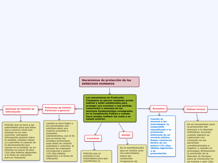 Mecanismos de protección de los DERECHOS H Mind Map