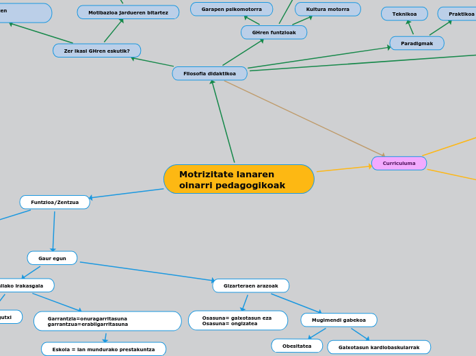 Motrizitate lanaren oinarri pedagogikoak - Mind Map